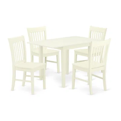 East West Furniture Dining Room Set Linen White, Ndno5-lwh-w
