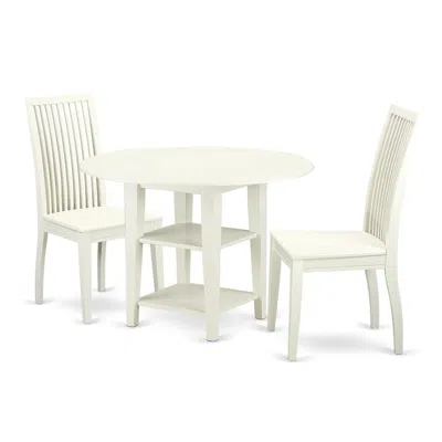 East West Furniture Dining Room Set Linen White, Suip3-lwh-w