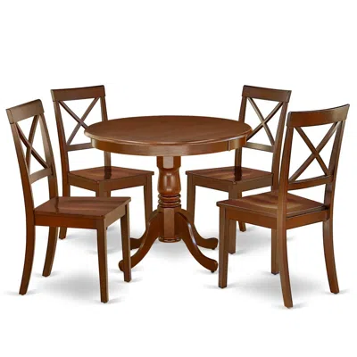 East West Furniture Dining Room Set Mahogany, Anbo5-mah-w