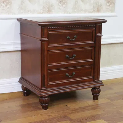 International Caravan Windsor Hand Carved Wood 3-drawer Lamp Table