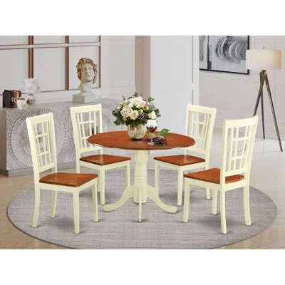 East West Furniture Dining Room Sets For 4 -dining Table And 4 Dining Chairs