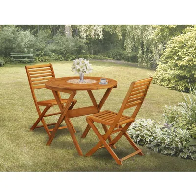 East West Furniture 3-piece Folding Patio Set Contains A Folding Patio Table And 2 Outdoor Bistro Chairs Suitable For Ga