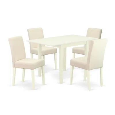 East West Furniture 5-piece Dining Table Set-a Wooden Kitchen Table And 4linen Fabricmid Century Chairs With High Back -