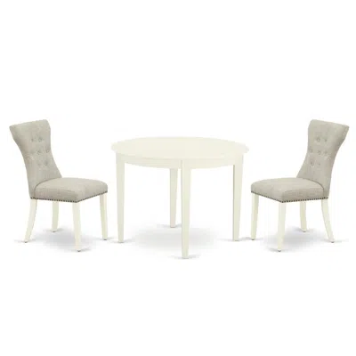 East West Furniture Dining Room Set Linen White, Boga3-whi-35