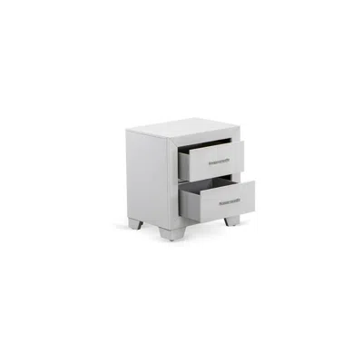 East West Furniture 1-piece Pandora Mid Century Wooden Nightstand With 2 Wood Drawers For Bedroom - White Finish