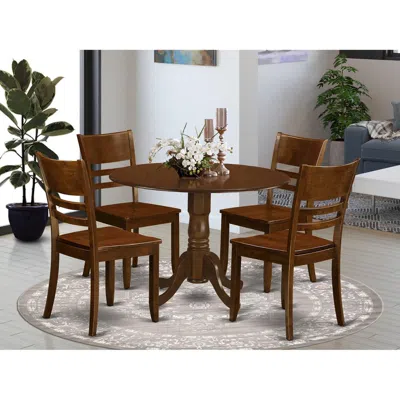 East West Furniture 5 Pc With 2 Drop Leaves And 4 Wood Kitchen Chairs In Espresso .