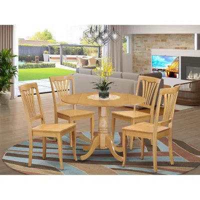 East West Furniture 5 Pc Kitchen Table Set-drop Leaf Table And 4 Dinette Chairs