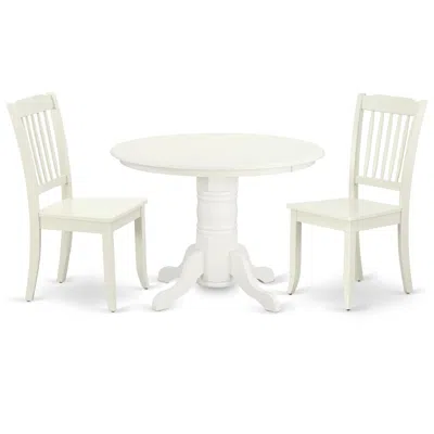 East West Furniture Dining Room Set Linen White, Shda3-lwh-w