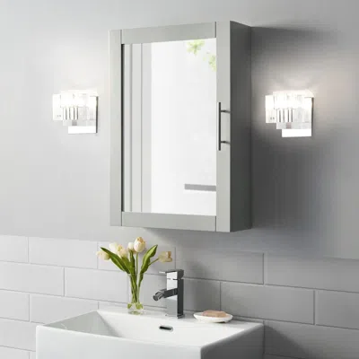 Crosley Furniture Savannah Mirrored Wall Cabinet Gray