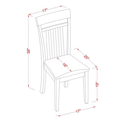 East West Furniture Capri Slat Back Kitchen Chair With Leather Upholstered Seat, Set Of 2