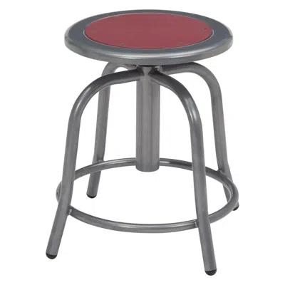 National Public Seating Nps 18" - 24" Height Adjustable Swivel Stool, Burdy Seat And Grey Frame