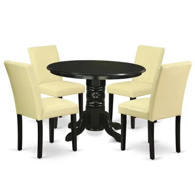 East West Furniture Dining Room Set Black, Shab5-blk-73