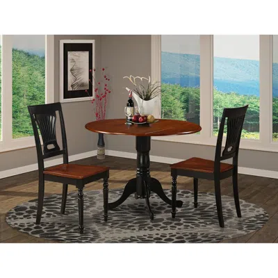 East West Furniture 3 Pc Small Kitchen Table And Chairs Set-round Table And 2 Dinette Chairs.