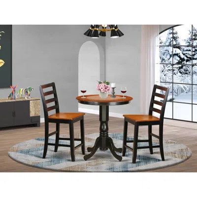 East West Furniture 3 Pc Counter Height Set-pub Table And 2 Kitchen Bar Stool