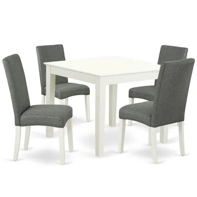 East West Furniture Dining Room Set Linen White, Oxdr5-lwh-07