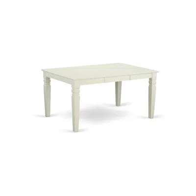 East West Furniture Weston Rectangular Dining Table With 18 In Butterfly Leaf In Linen White
