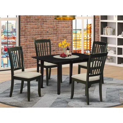 East West Furniture Dining Table- Dining Chairs, Noda5-blk-c