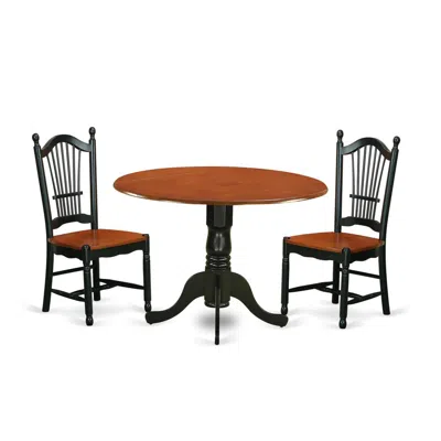 East West Furniture Dining Room Set Black & Cherry, Dldo3-bch-w