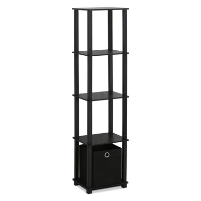 Furinno Tnt No Tools 5-tier Display Decorative Shelf With One Bin, Black,