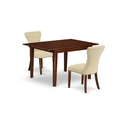 East West Furniture Dining Room Set Mahogany, Mlga3-mah-32