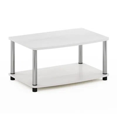 Furinno Turn-n-tube No Tools 2-tier Elevated Tv Stands, White Oak/chrome