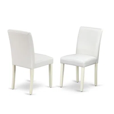 East West Furniture Dining Chair Linen White, Abp2t64
