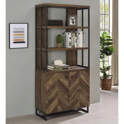 Coaster Co. Of America Millbrook 2-door Bookcase Rustic Oak Herringbone And Metal