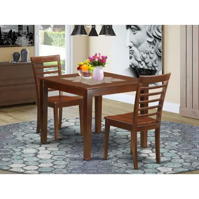 East West Furniture 3 Pckitchen Table Set With A Dining Table And 2 Dining Chairs In Mahogany