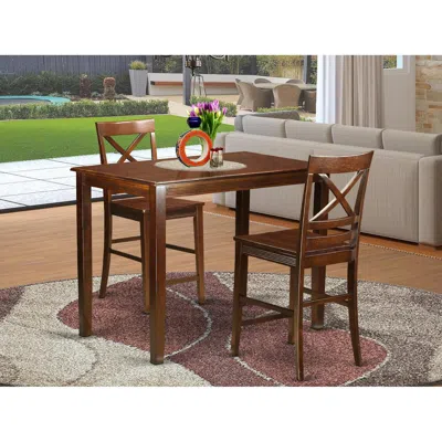 East West Furniture 3 Pc Dining Counter Height Set- High Table And 2 Dining Chairs.