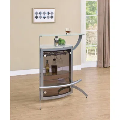 Coaster Co. Of America Dallas 2-shelf Home Bar Silver And Frosted Glass