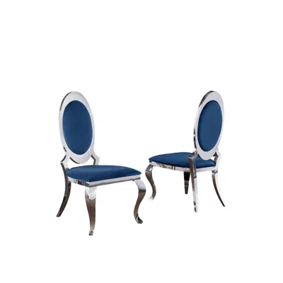 Best Quality Furniture Velvet Uph. Dining Chair, Stainless Steel Frame (set Of 2) - Navy Blue