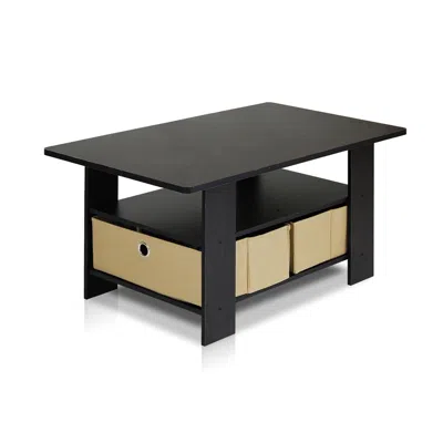 Furinno Coffee Table W/bin Drawer, Espresso/brown