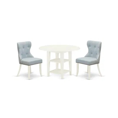 East West Furniture East-west Furniture Susi3-lwh-15 - A Dining Room Table Set Of 2 Excellent Dining Chairs With Linen F