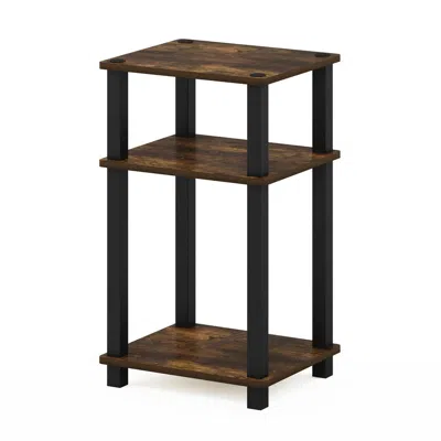 Furinno Just 3-tier Turn-n-tube End Table, 1-pack, Amber Pine/black