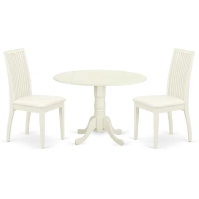 East West Furniture Dining Room Set Linen White, Dlip3-whi-c