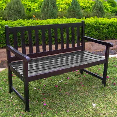 International Caravan Highland Acacia Wood 49-inch Bench, Black