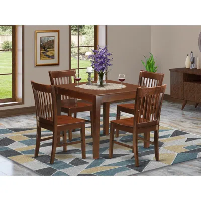 East West Furniture 5 Pc Kitchen Table Set With A Table And 4 Dining Chairs In Mahogany