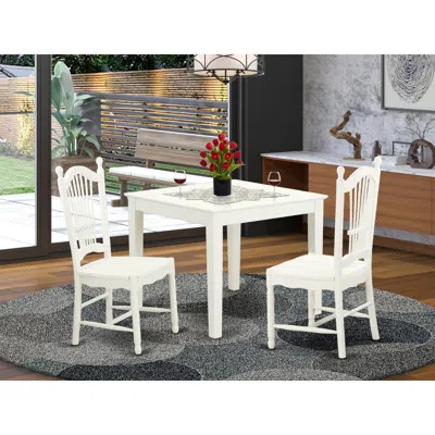 East West Furniture 3 Pc Small Kitchen Table And 2 Hard Wood Kitchen Dining Chairs In Linen White