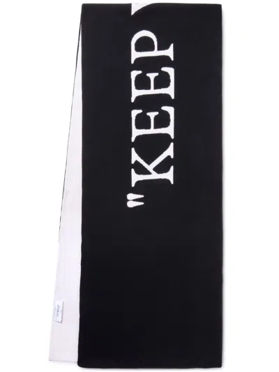 Off-white Revers Keep Warm Scarf White Black In Black/white