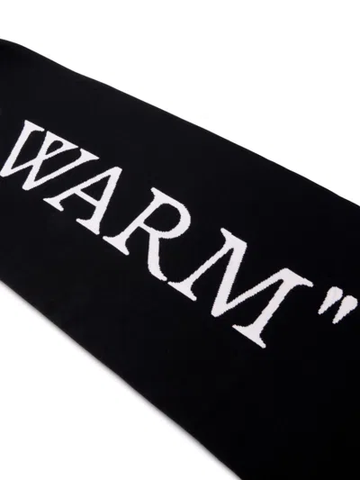 Off-white Revers Keep Warm Scarf White Black In Black/white