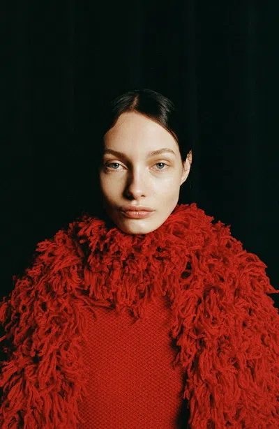 Gabriela Hearst Hargreaves Knit Scarf In Scarlet Red Virgin Wool Cashmere Silk In Scarlet Red