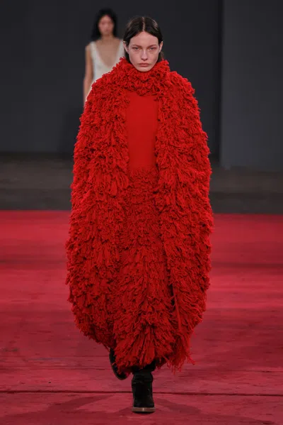 Gabriela Hearst Hargreaves Knit Scarf In Scarlet Red Virgin Wool Cashmere Silk In Scarlet Red