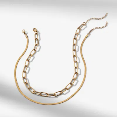 M.m.lafleur The Hugo Necklace Set In Gold