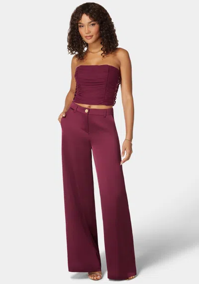 Bebe Rushed Mesh Combo Satin Corset In Purple Potion