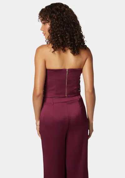 Bebe Rushed Mesh Combo Satin Corset In Purple Potion