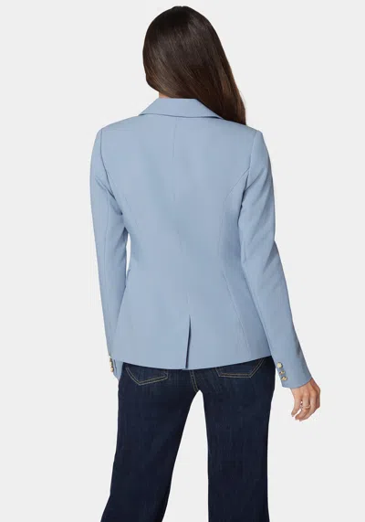 Bebe Double Breast Tailored Woven Twill Blazer In Sphere Blue
