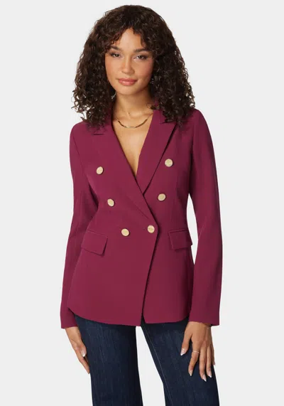 Bebe Double Breast Tailored Woven Twill Blazer In Purple Potion