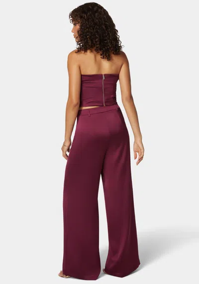 Bebe High Waist Ultra Wide Leg Satin Pant In Purple Potion