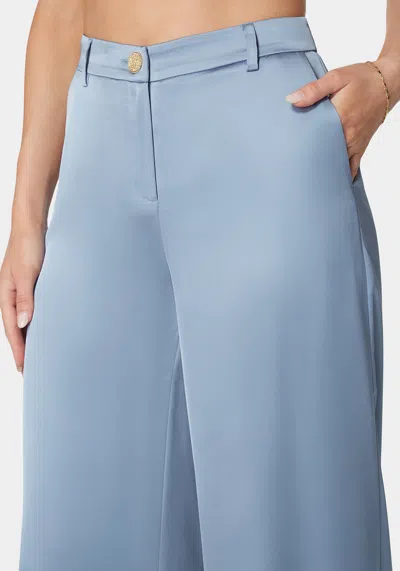 Bebe High Waist Ultra Wide Leg Satin Pant In Sphere Blue
