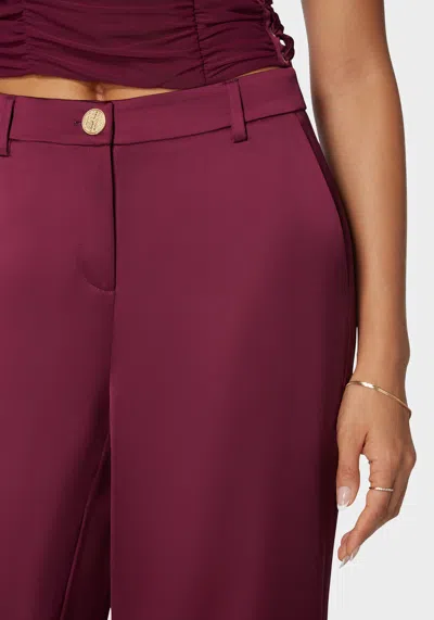 Bebe High Waist Ultra Wide Leg Satin Pant In Purple Potion